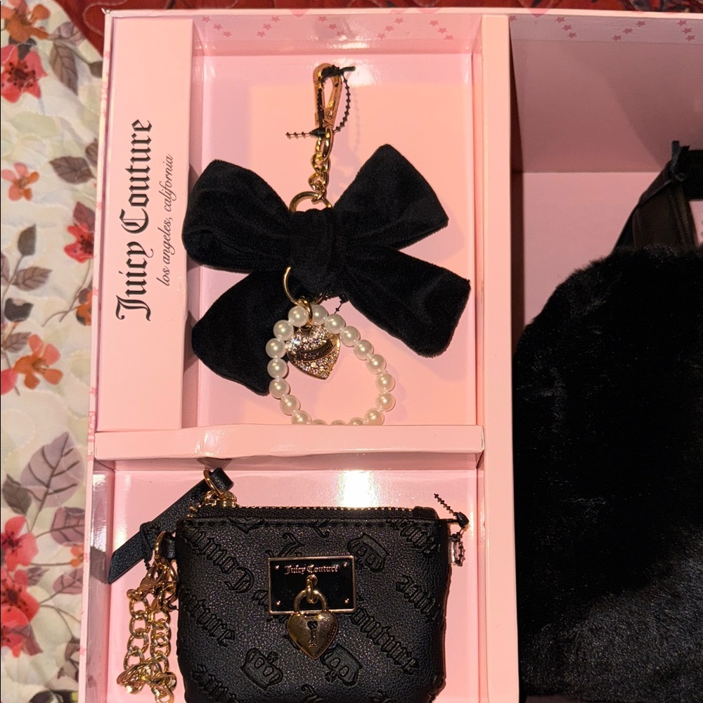 Juicy Couture Black Mini Bag with Heart Charm - Picture 2 of 3